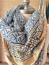 NEW Gold Silk edge Shawl scarf , blue